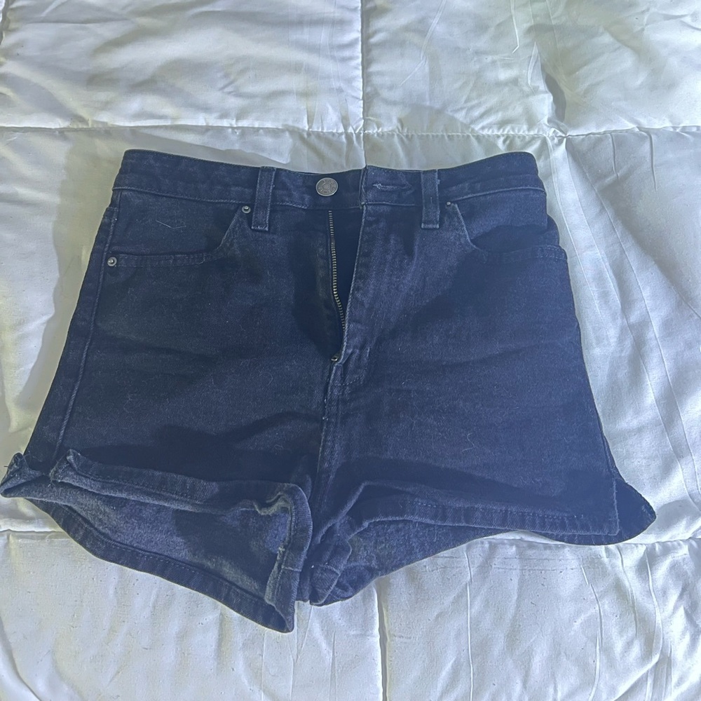 Black jean shorts.